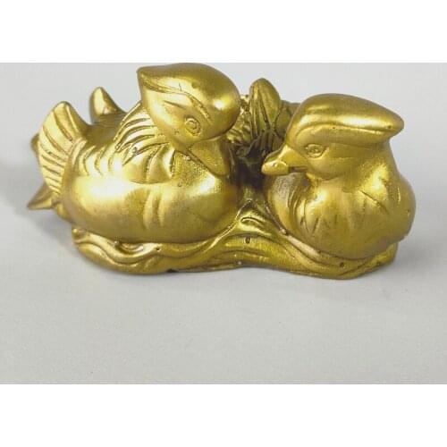 Exquisite Chinese Collection Home Decoration for Wedding Lover Brass Double Mandarin Duck Auspicious Statue Sculpture
