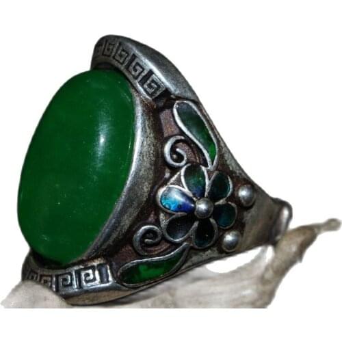 China Old Tibetan Silver Cloisonne Filigree Inlaid With Tibetan Silver Ring
