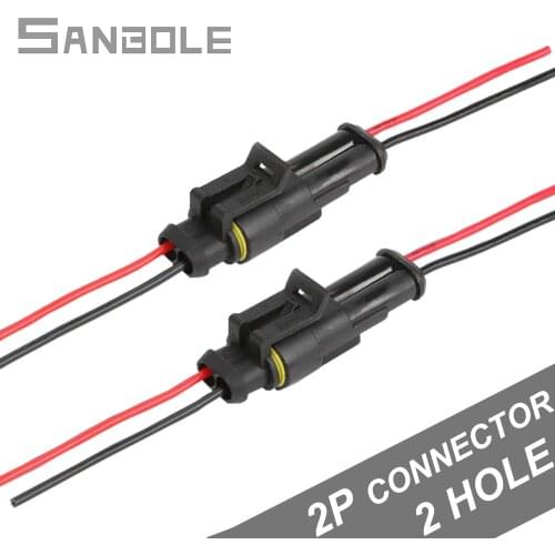 Terminal Waterproof Connector For Automobile Special Vehicle Wire Plug 2P Butt Plug With Wire Between Male And Female (10PCS)
