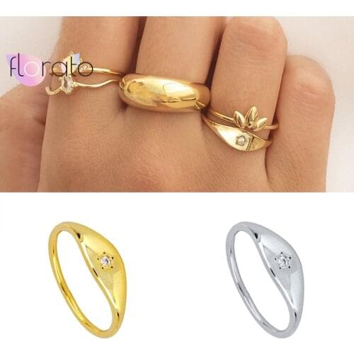 Star Rings for Women Crystal Five-pointed Star Rings Girl Simple Fashion Wedding Party Jewelry Accessories