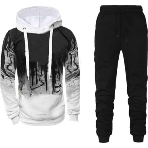 Two-piece Suit Hoodies Sweatshirt + Sweatpants Suits Men and Women Hip Hop Harajuku Street Fashion Printing High Quality