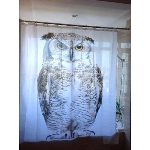 Handsome Cute Night Owl Design Shower Curtain Bathroom Waterproof Mildewproof Polyester Fabric With 12 Hooks 180cm*180cm