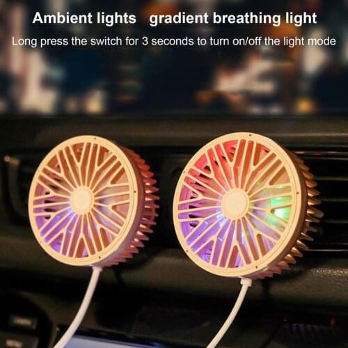 Multi-function Autom Car Air Conditioner Outlet Rotatable Cooling Fan Auto Backseat Air Vent USB Fan Car Air Conditioning Fan