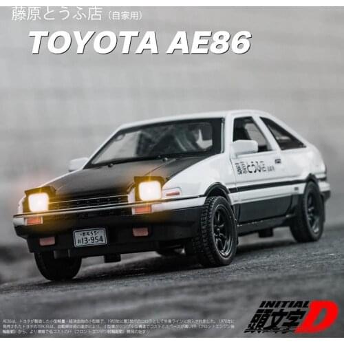 Initial D AE86 Alloy Metal Diecast Cars Model Inital Toy Car Vehicles RX7 Pull Back 1:32 Light For Children Boy Toys