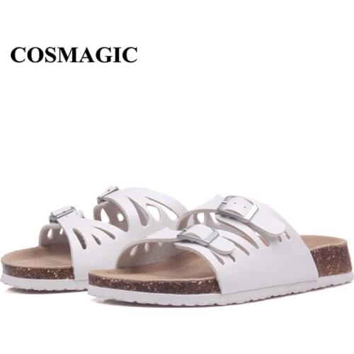 COSMAGIC Fashion Women Cork Slipper 2020 New Summer Casual Double Buckle Beach Outside Non-slip Cut-outs Slide Shoe