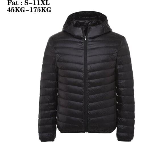 Plus Size 11XL 10XL 9XL Down Coat Male Large Size 90% Ultra Light Down Jacket Men Lightweigh Warm Coat Hooded Feather Parka