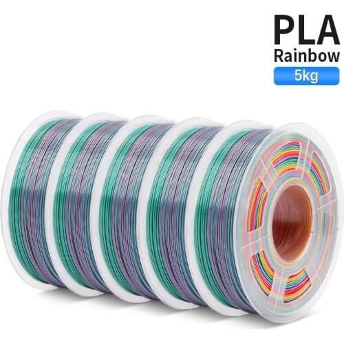 3D Filament PLA Rainbow 3D Printer Plastic 1.75MM 5 Rolls / Set Refills Bendable Non-toxic Fastship Printer Handles GOHIGH