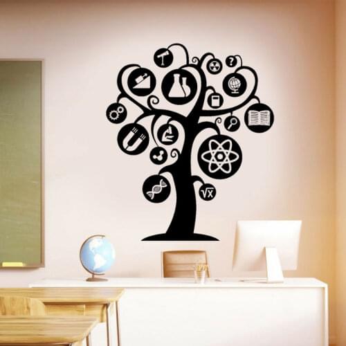 Scientific Tree Science Lab School Scientist Vinyl Wall Stickers Interior Classroom Decor Decals Self Adhesive Wallpaper S143