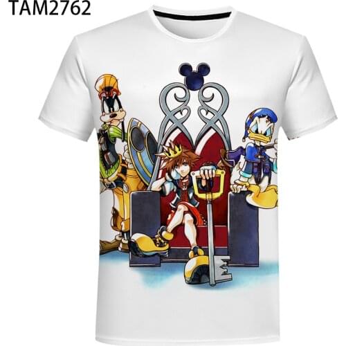 2021 new mens anime game kingdom hearts 3 3D printed T-shirt couple childrens fashion leisure short sleeve top