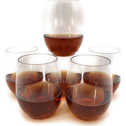 12 Pcs Disposable Plastic Wine Cups Unbreakable Clear Stemless Wine Glasses Set Shatterproof Recyclable Drinkware Home