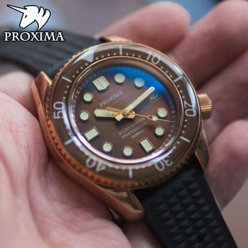 Proxima 2021 Luxury Mens Bronze Diving Watch Automatic Mens Watch Waterproof NH35 Sapphire Crystal 300M Mechanical Watch