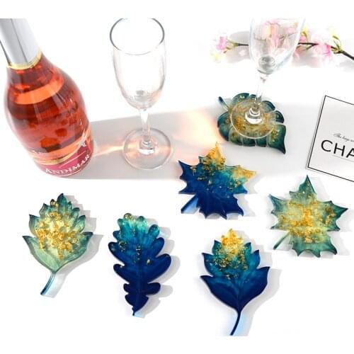 DIY handmade Leaf Cup Pad Mold Crystal Drop Molds Silicone Resin Mold Maple leaf Mould Casting Coaster DIY Jewelry Making Tools