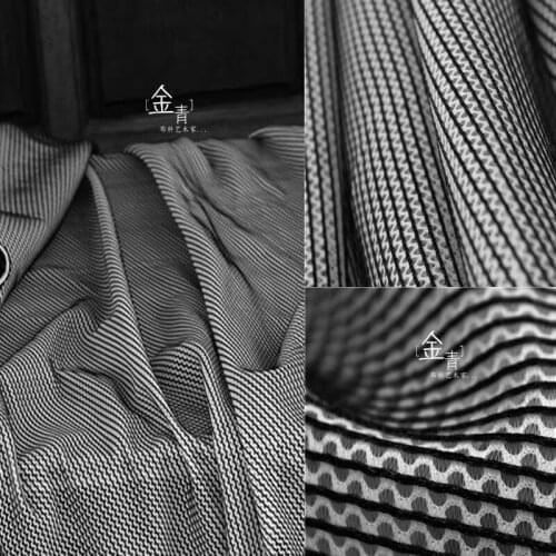 Mesh Fabroc Black White Stripe Texture Air layer DIY Patchwork bazin riche Clothes Skirt Dress Designer Fabric 50*150cm