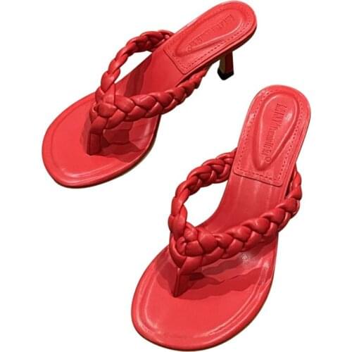 Thin Heels Slides Ladies Party Shoes NEW Sexy Slippers Women Summer head Peep Toe High Heel Slippers Fashion Narrow Band