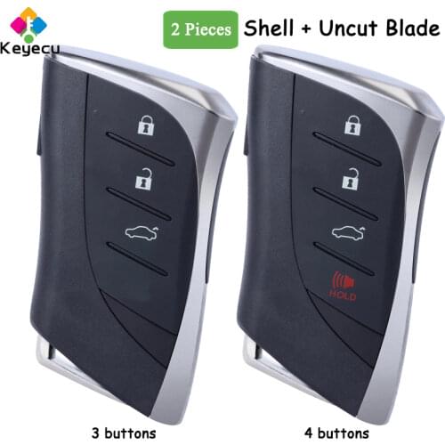 KEYECU 2PCS Smart Remote Car Key Shell Case With 3 4 Button Uncut Blade - FOB for Lexus ES300h ES350 ES200 ES260 LS350 LS500h