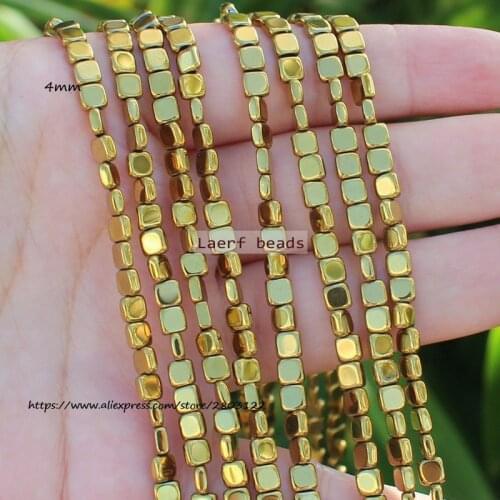 Shining! Natural Hematite Square Spacer Beads, For DIY Jewelry Making !We provide mixed wholesale for all items