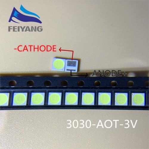 1000PCS AOT Backlight High Power LED 1.5W 3V 3030 94LM Cool white LCD Backlight for TV Application EMC 3030C-W3C3 aot