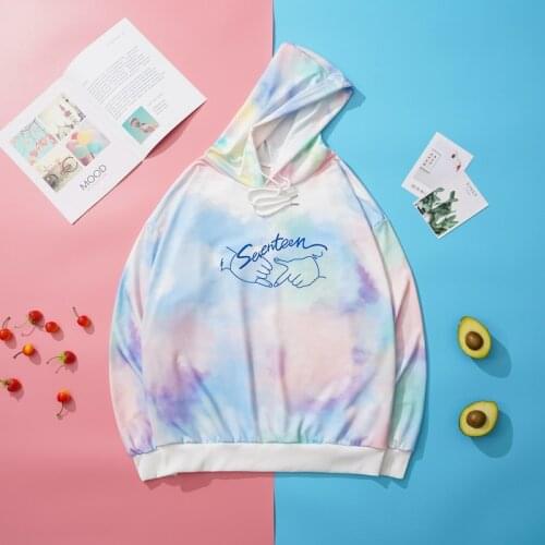 Seventeen Kpop Hoodie Autumn Spring Tie Dyed Sweatshirt Women Korean Fashion Loose Tops Fans Support Sudadera Streetwear Clothes