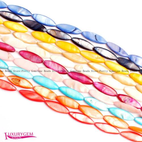 High Quality 10x30mm Multicolor Natural Shell Oval Shape DIY Gems Loose Beads Strand 15" Jewelry Making wj363