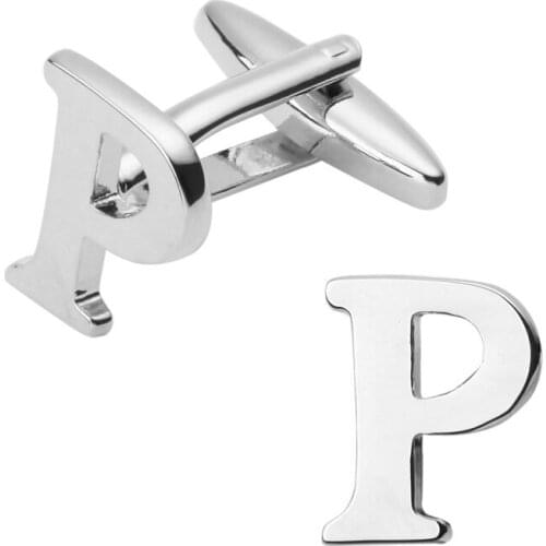 A pair of high quality silvery letter P Cufflinks design mens shirt cuff brass Cufflinks wholesale and retail