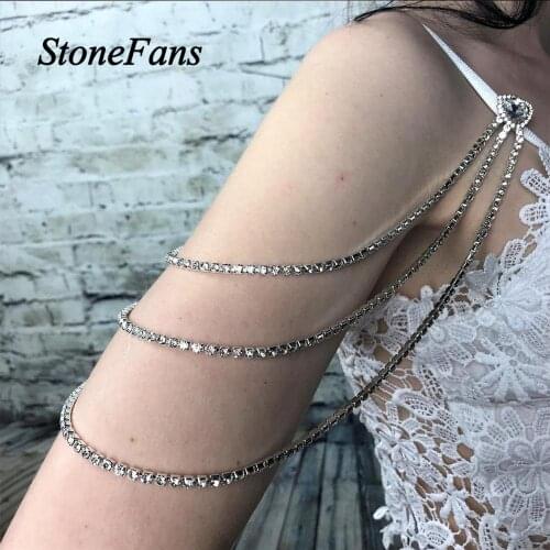 Stonefans Bohemian Bridal Shoulder Jewelry Chain Wedding for Women Fashion Rhinestone Strap Shoulder Chain Upper Arm Jewellery