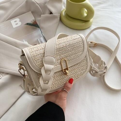 High Quality Ladies Straw Woven Shoulder Bag 2021 New Fashion Straw Woven Messenger Bag Net Red One Shoulder Small Square Bag