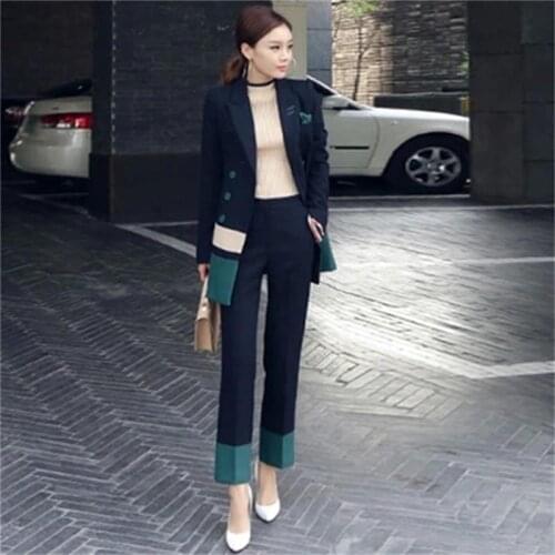 Women Slim Pant Suits Female suit New Lapel Womens Business Office Tuxedos Jacket+Pants Ladies Suit Fashion professional wear
