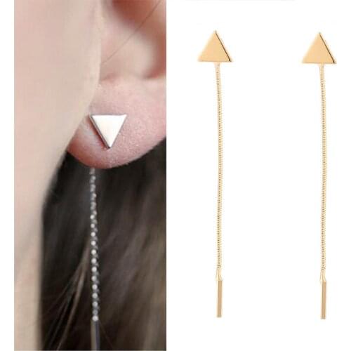 New Fashion Simple Triangle Earrings Tassel Chain Long Earrings For Women Ear Line Boucle D'oreille Femme Valentines Day Gift