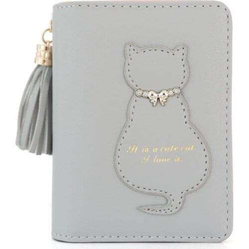 New Fashion Cute Cat Zipper Coin Purse Women Purse Tassel Short Wallet Ladies Small Change Card Holder New Year Gift Popular
