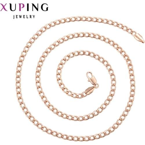 Xuping Fashion Long Chain Necklace Rose Gold Color With Environmental Copper For Women Thanksgiving Gift 44685