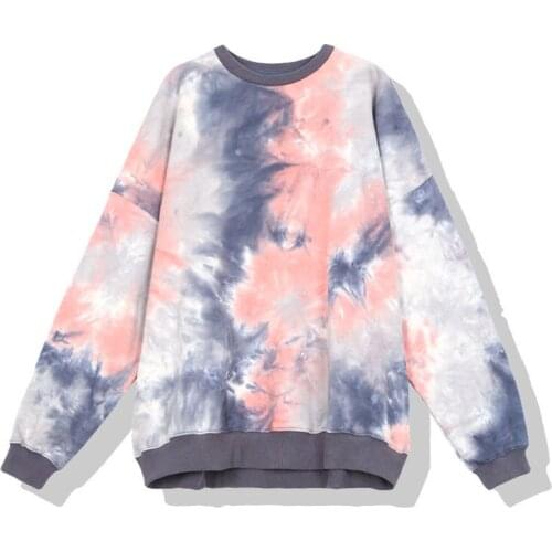 Womens Tie-dye Print Gradient Color Thin Long Sleeve Sweatshirt Casual Mini Dress Plus Size Women Hooded collar Sexy Dresses