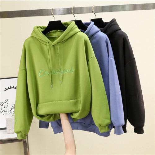Winter Fashion Womens Sweatshirt Korean Embroidery New Hoody Ladies Student Hoodie College Style Tide Clothes