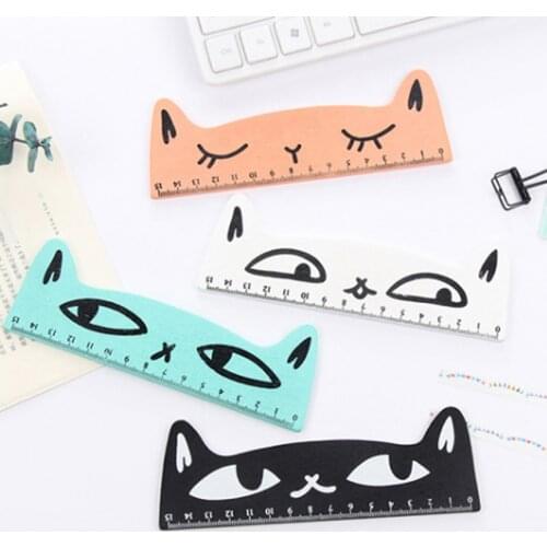 1PC Kawaii cat design ruler Funny stationery wooden rulers Office accessories School kids study supplies