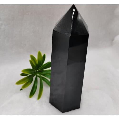 1PC Natural Rock Obsidian Hexagonal Column Crystal Point Mineral Ornament Healing Wand Home Decor DIY Gift Decoration