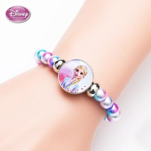 28 Styles Disney Elsa Anna Princess Bracelets Rainbow Frozen 2 Cute Girl Makeup Toys Children Kids Cartoon Bracelet Beaded Chain
