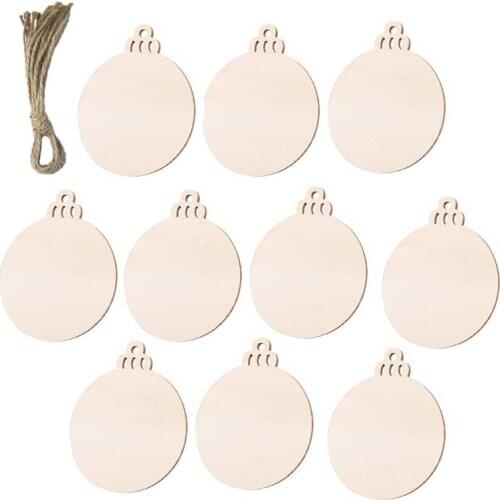 30Pcs Christmas Bell Wood Chip DIY Wooden Ornaments Christmas Drawable Round Wood Chip Pendants Creative DIY Hanging Decors