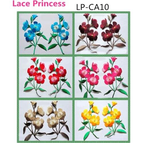 5 pairs 25X14 CM lace fabric flower applique patch embroidered flowers stage cheongsam clothes diy accessories LP-CA10