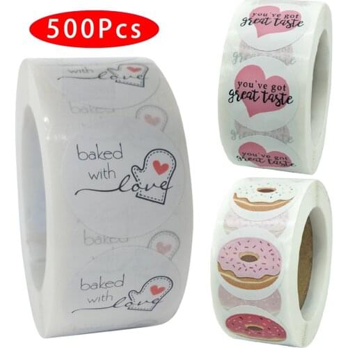 500Pcs Aesthetic Cute Baked Love Heart Handmade Thank You Sticker Bakery Packaging Seal Label Got Great Taste Order Purchase Kit