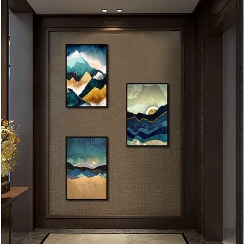 Abstract Mountain Sunrise Canvas Painting Wall Art Contemporary Landscape Picture Posters Print Living Room Corridor Decoration