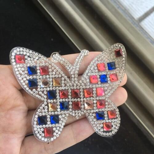 Sparkling Iron on Patches for Clothing Rhinestone DIY Patch Applique Clothes Decoration Crystal color Diamond Butterfly