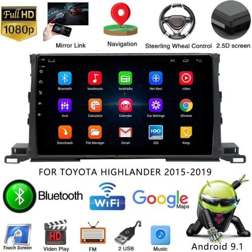 10.1" Android 9.1 Car Stereo Radio GPS Navigation WiFi/3G/4G for 2015-19 Toyota Highlander Car Multimedia Video Player 2+32GB