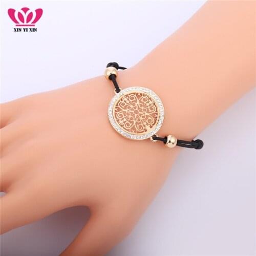 Flower Of Life Charms Bracelet Adjustable Elastic Rope Chain Bracelet CZ Crystal Gold Silver Color Pulsera mujer Jewelry Gifts