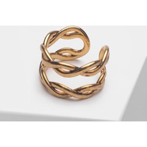 Amorita boutique Fashion twist double open equal-size ring