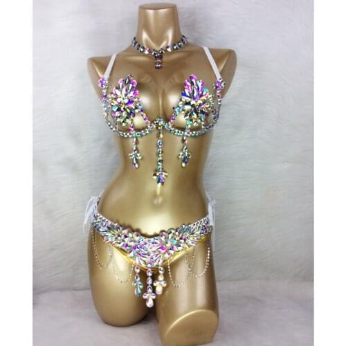 Samba Carnival Wire Bra & Panty & belt Set Hand Made 4 Piece Belly dancing WIRE BRA FREE SHIPPING