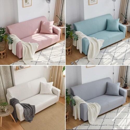 Elastic Sofa Cover Set Cotton Solid Color Stretch Sofa Covers for Living Room Sofa Armchair Corner Couch Cover Funda Sofa 1pc