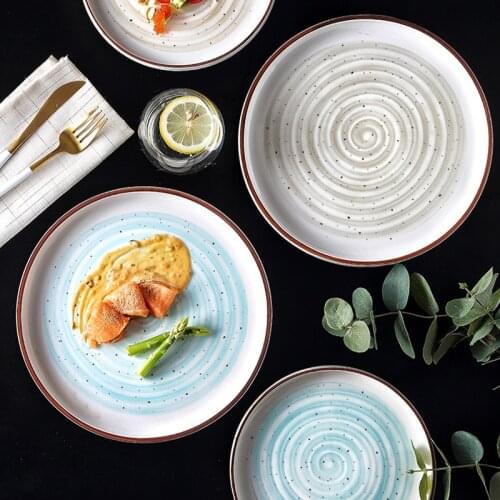 MUZITY Porcelain Dish Ceramic Round Dinner Steak Plate Salad or Dessert Dishes 8/10 inch