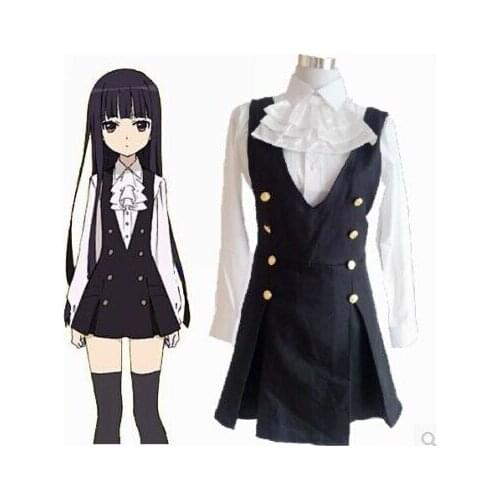 New Top Cos Shirakiin Riricho Roromiya Karuta Cosplay Inu x Boku Secret Service Halloween Uniforms Full Set 3in1(top+skirt+tie)