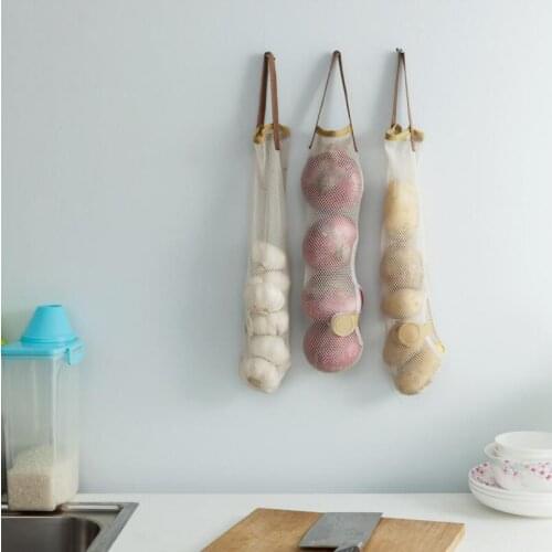 Vegetable Storage Bag Onion Potato Saver Trash Bags Pepper Waste Holder Garbage Garlic Ginger Mesh Holder LX5189