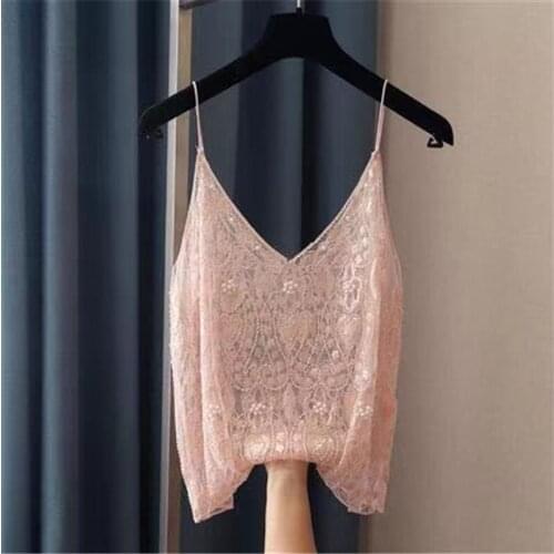 Sexy Hollow Out Women Lace Camis Bead Work Women Tanks Tops Bling Bling Gold Sequins Camis 712
