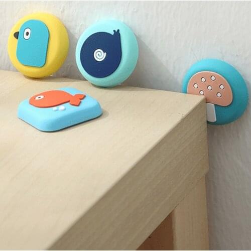 Cartoon Door Stopper Handle Bumper Pad Silicone Self Adhesive Wall Protectors Cabinet Door Knobs Guard Stopper Mute Silencer